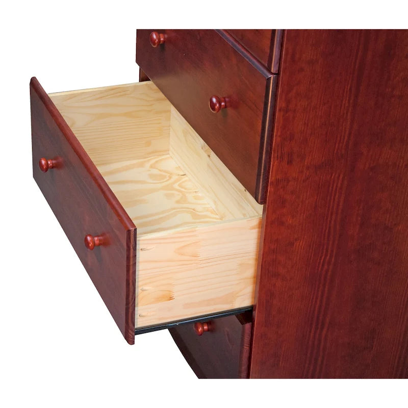 Imports 100% Solid Wood 5-Jumbo Drawer Chest with Lock, Metal or Wooden Knobs