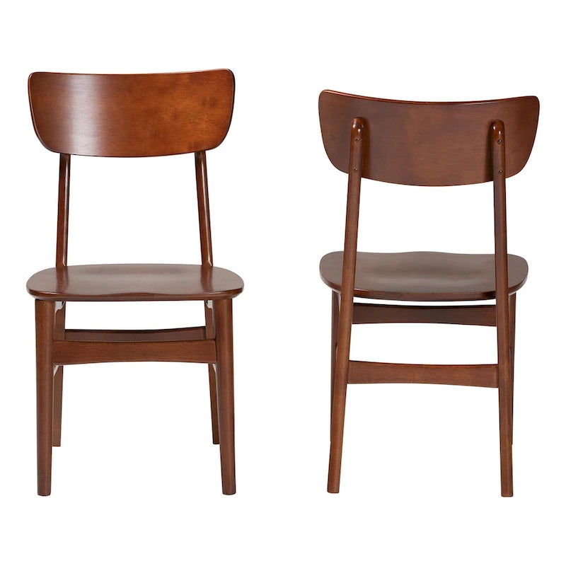 Netherlands Mid-century Modern Scandinavian Style Dark Walnut Bent Wood Dining Side Chair (Set of 2)