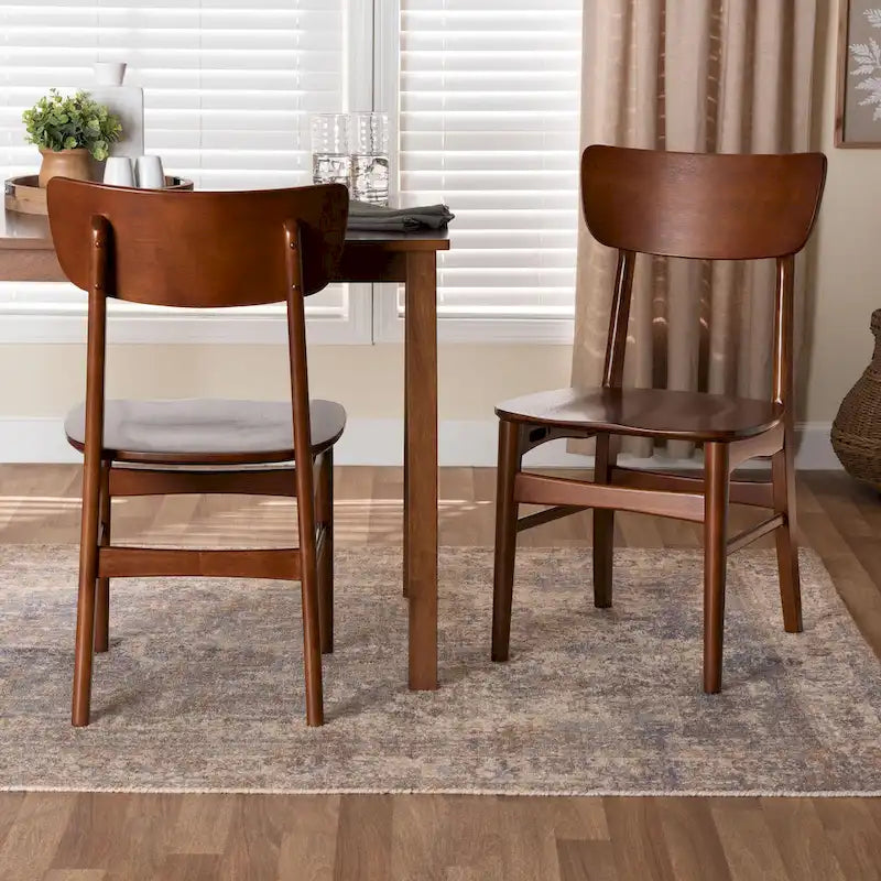 Netherlands Mid-century Modern Scandinavian Style Dark Walnut Bent Wood Dining Side Chair (Set of 2)