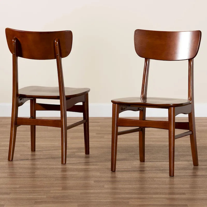 Netherlands Mid-century Modern Scandinavian Style Dark Walnut Bent Wood Dining Side Chair (Set of 2)
