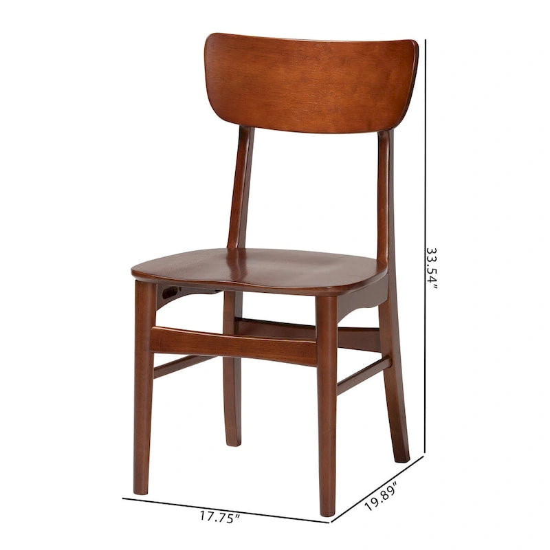 Netherlands Mid-century Modern Scandinavian Style Dark Walnut Bent Wood Dining Side Chair (Set of 2)