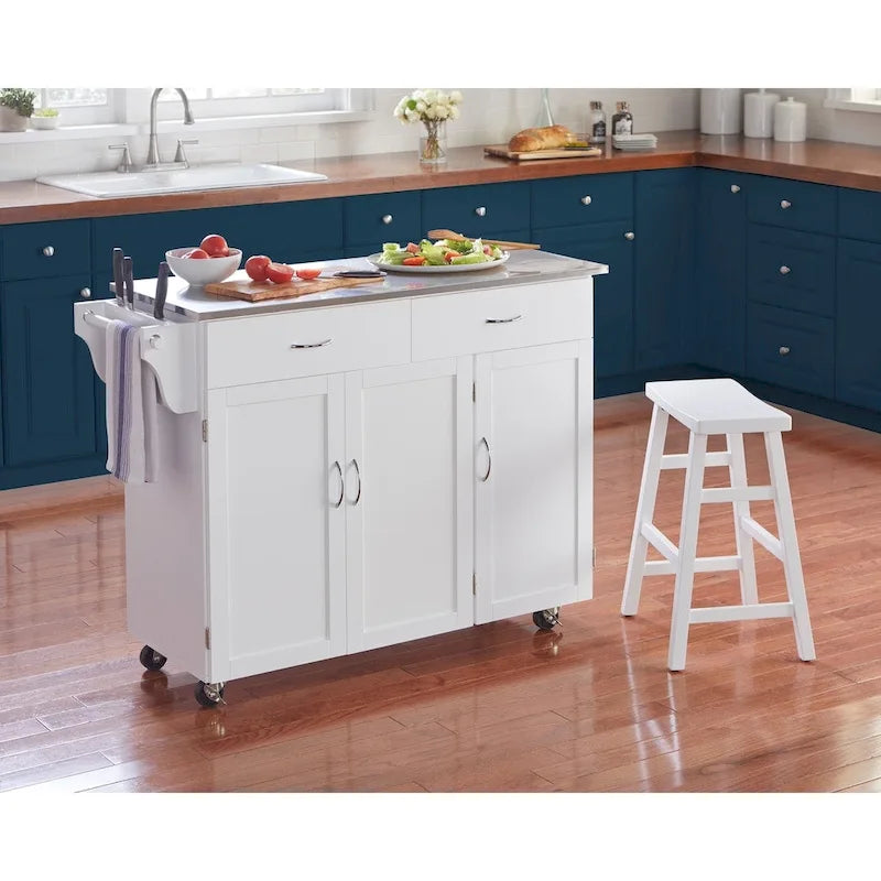 Rolling Kitchen Cart with Stainless Steel Top