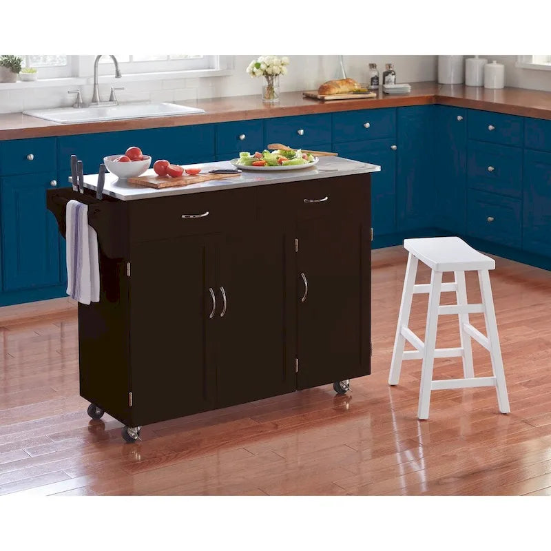 Rolling Kitchen Cart with Stainless Steel Top