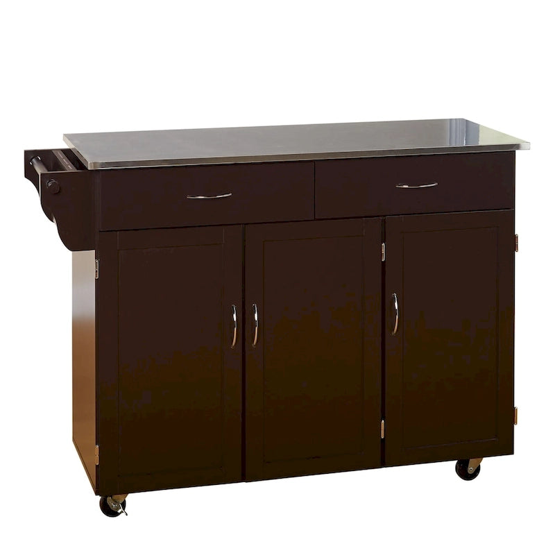 Rolling Kitchen Cart with Stainless Steel Top