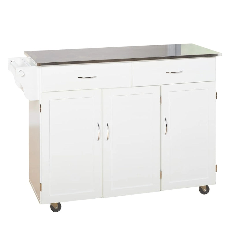 Rolling Kitchen Cart with Stainless Steel Top