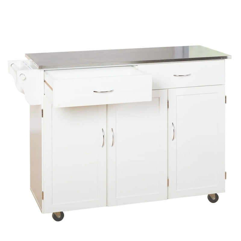 Rolling Kitchen Cart with Stainless Steel Top