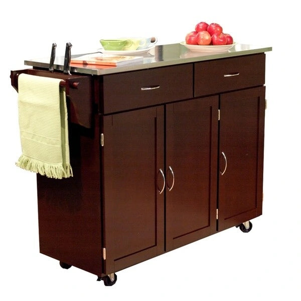 Rolling Kitchen Cart with Stainless Steel Top
