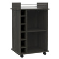 Bar Cart,Two Shelves, Six Built-in Wine Rack and Four Casters - N/A