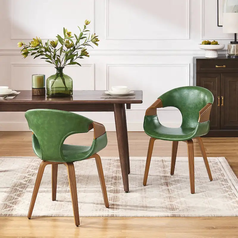 Mid-century Modern Faux Leather Bentwood Dining Chair