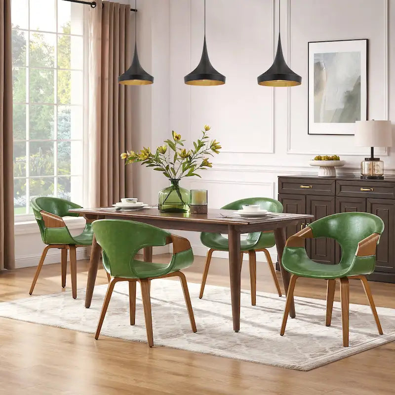 Mid-century Modern Faux Leather Bentwood Dining Chair