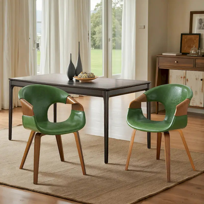 Mid-century Modern Faux Leather Bentwood Dining Chair