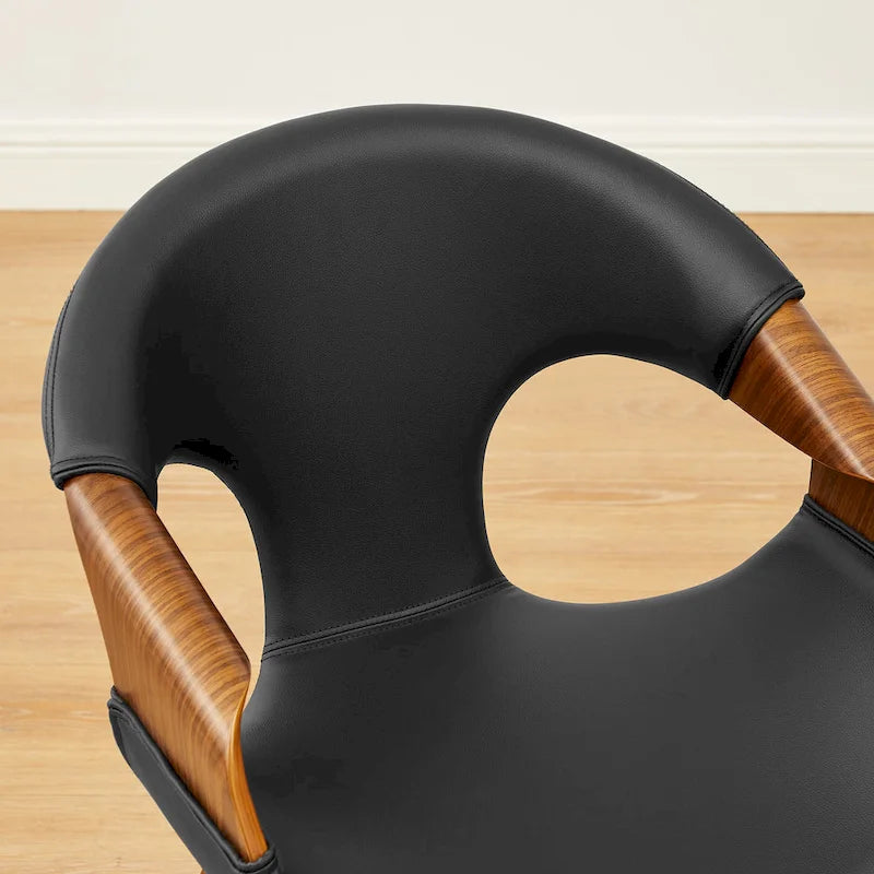 Mid-century Modern Faux Leather Bentwood Dining Chair