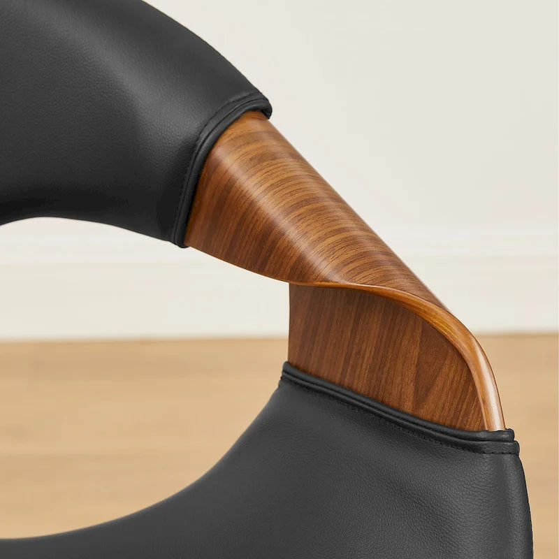 Mid-century Modern Faux Leather Bentwood Dining Chair