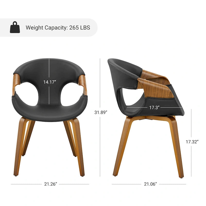 Mid-century Modern Faux Leather Bentwood Dining Chair