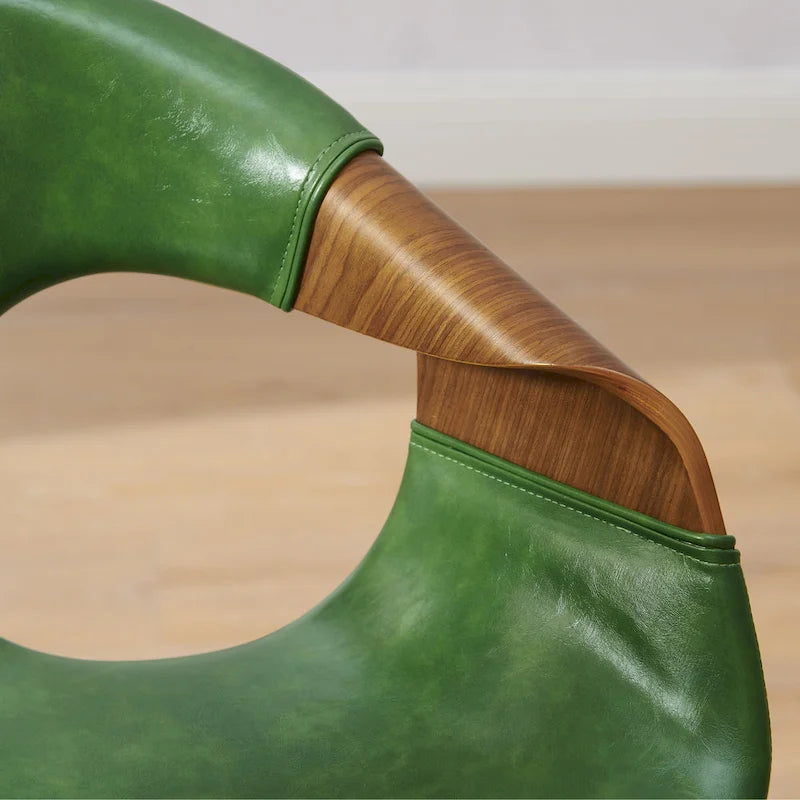 Mid-century Modern Faux Leather Bentwood Dining Chair