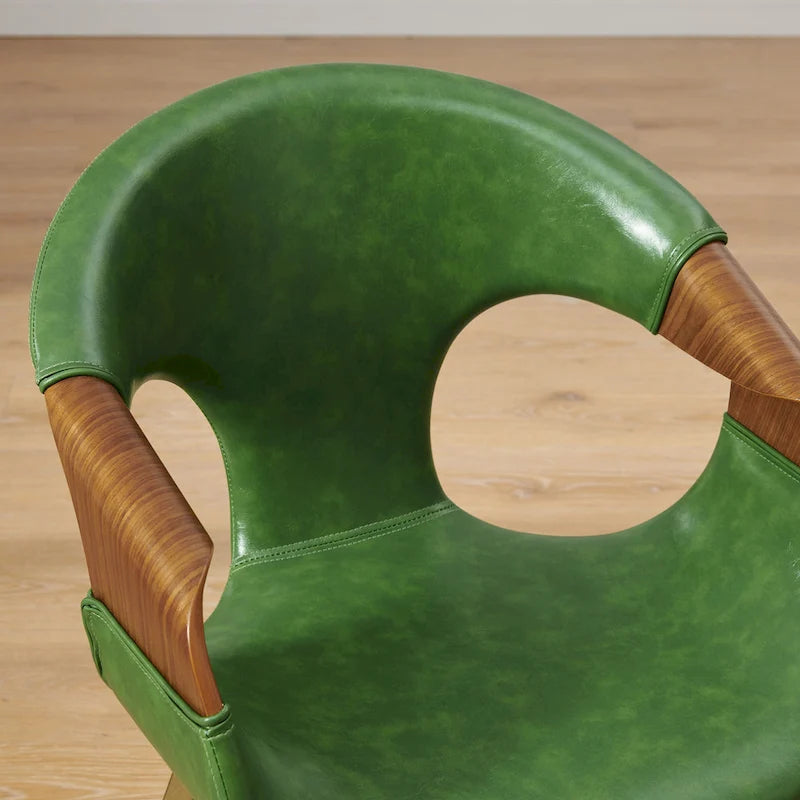 Mid-century Modern Faux Leather Bentwood Dining Chair