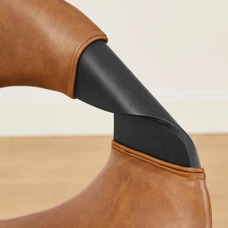 Mid-century Modern Faux Leather Bentwood Dining Chair