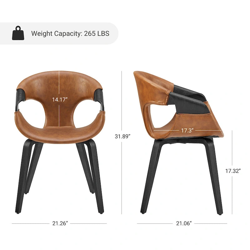 Mid-century Modern Faux Leather Bentwood Dining Chair