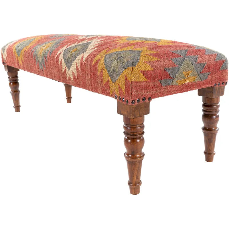 Southwestern Upholstered Jute Bench