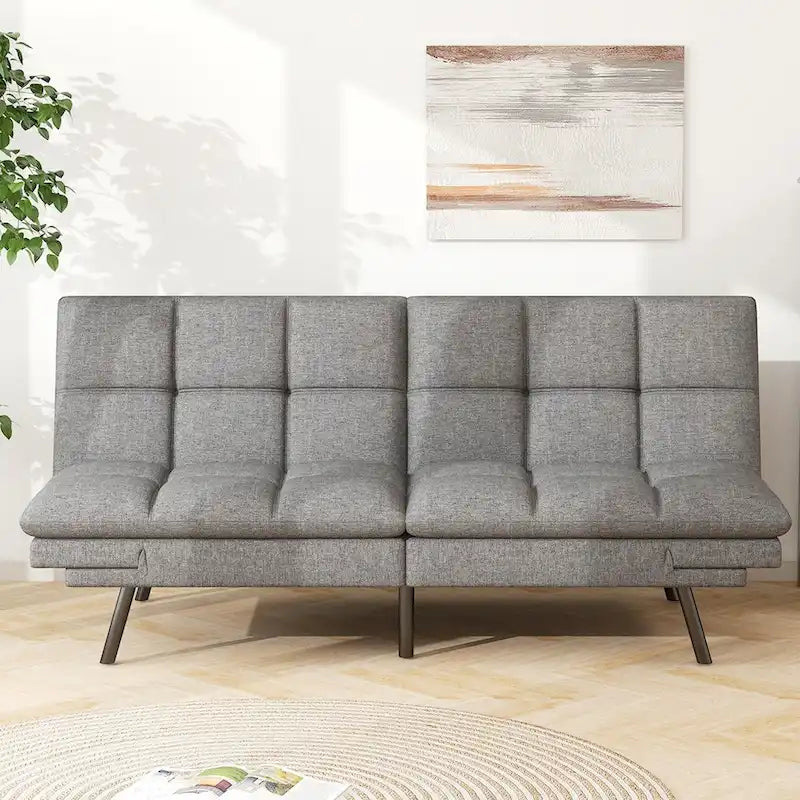Sofa Bed, Memory Foam Foldable Couch Convertible Loveseat Sleeper Daybed with Adjustable Armrests for Small Space