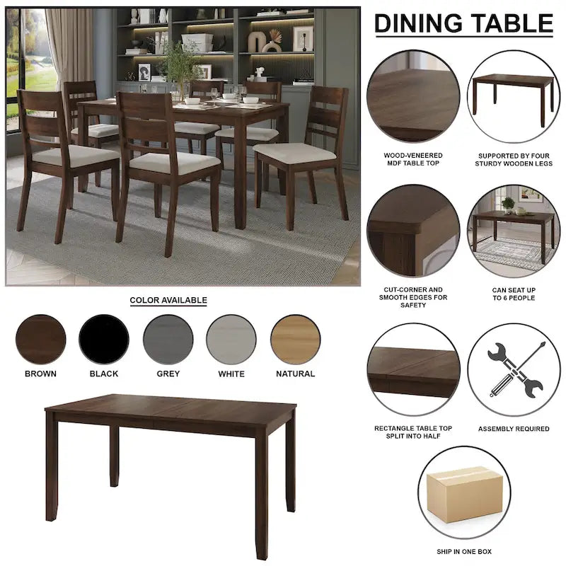Minimalist Timeless Wooden Dining Table - N/A