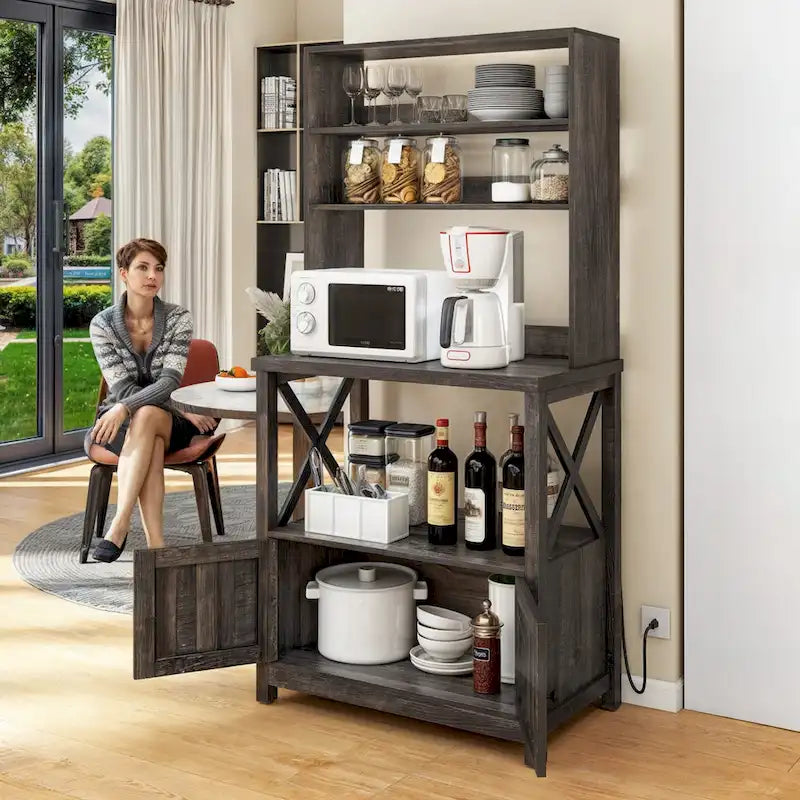 5 Tier Kitchen Bakers Rack with Storage Shelves Microwave Oven Stand Kitchen Shelf Organizer