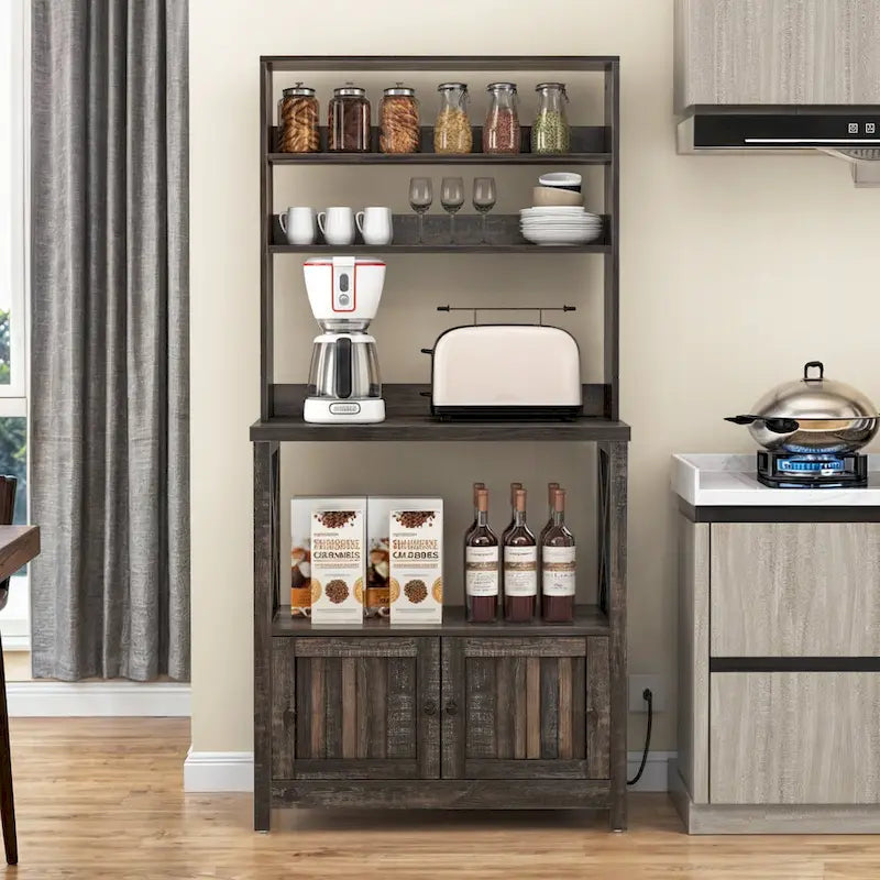 5 Tier Kitchen Bakers Rack with Storage Shelves Microwave Oven Stand Kitchen Shelf Organizer