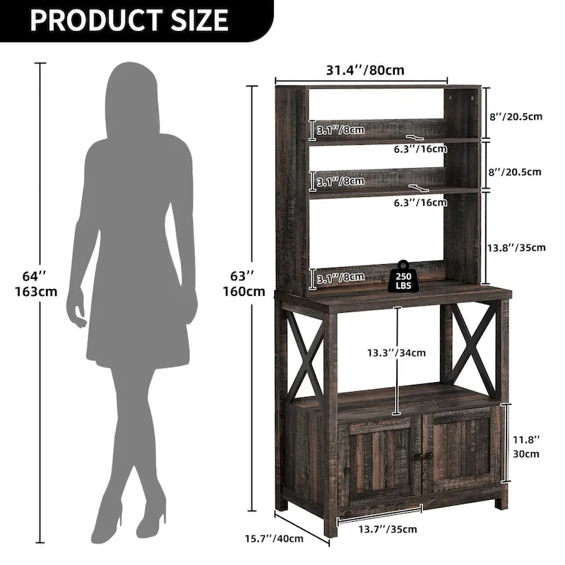 5 Tier Kitchen Bakers Rack with Storage Shelves Microwave Oven Stand Kitchen Shelf Organizer