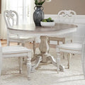 Round Pedestal Dining Table with Expandable Leaves - 2 Finishes