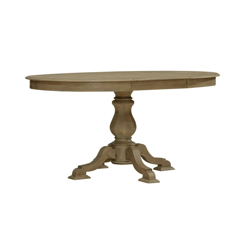 Round Pedestal Dining Table with Expandable Leaves - 2 Finishes