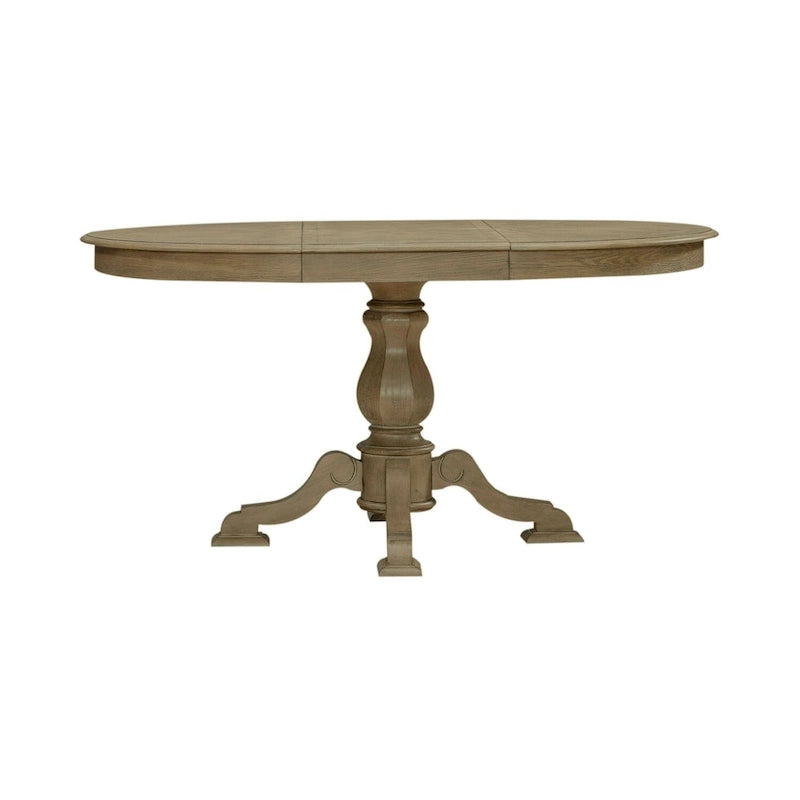 Round Pedestal Dining Table with Expandable Leaves - 2 Finishes