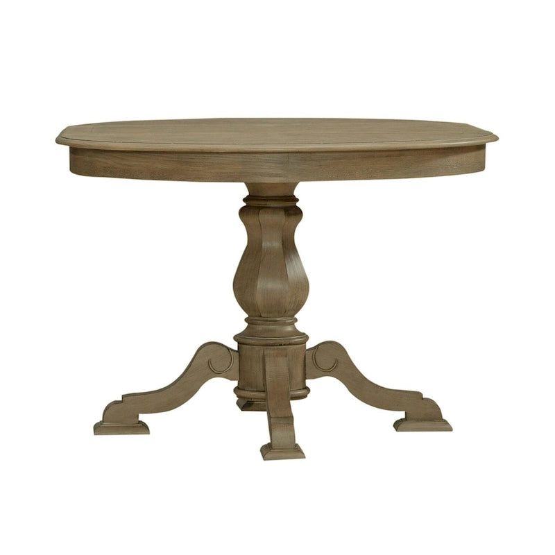 Round Pedestal Dining Table with Expandable Leaves - 2 Finishes