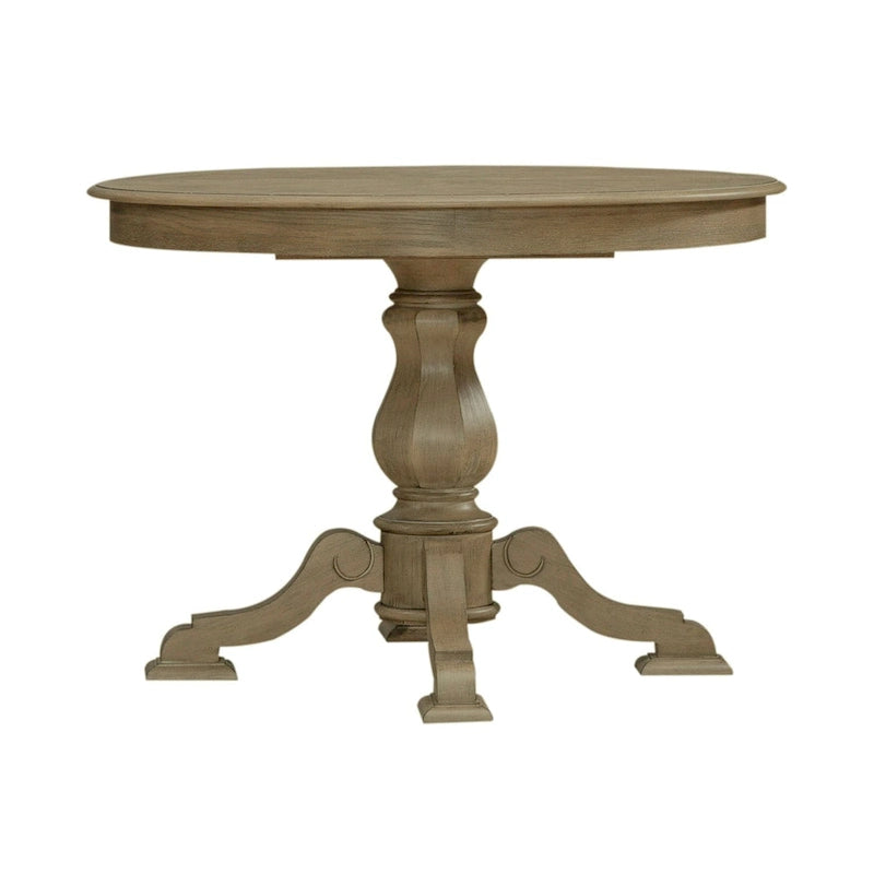 Round Pedestal Dining Table with Expandable Leaves - 2 Finishes
