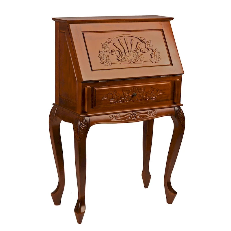 Carved Wood Secretary Desk