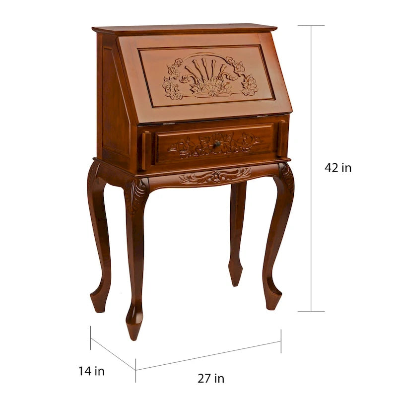 Carved Wood Secretary Desk