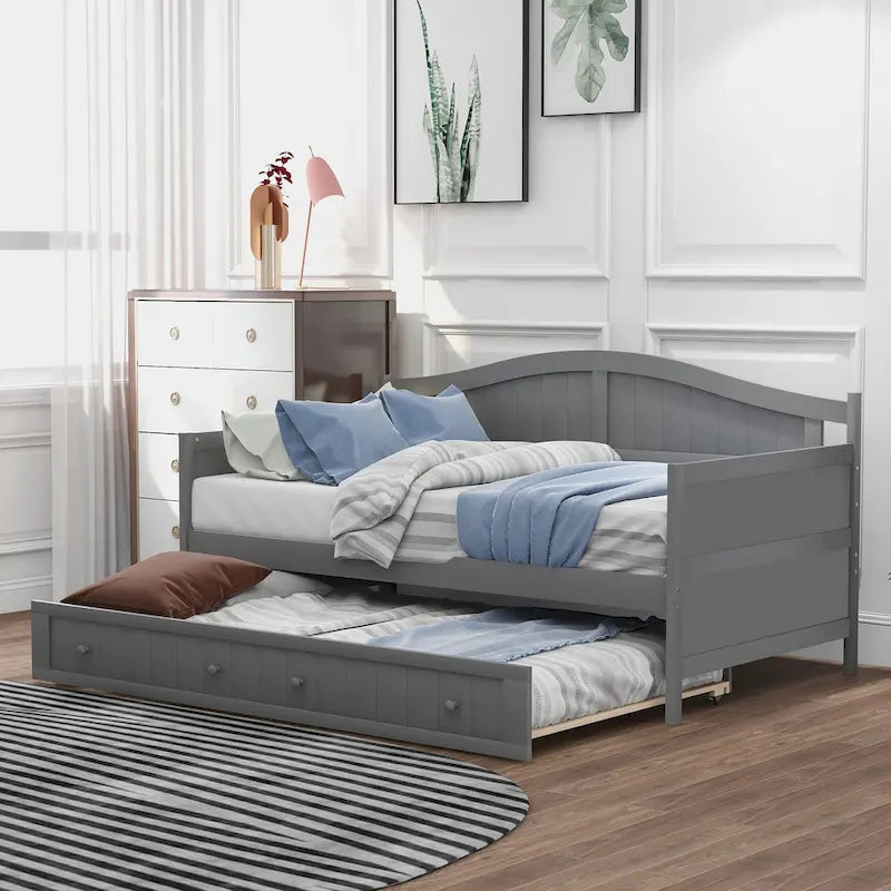 Twin Wooden Daybed with Trundle Bed