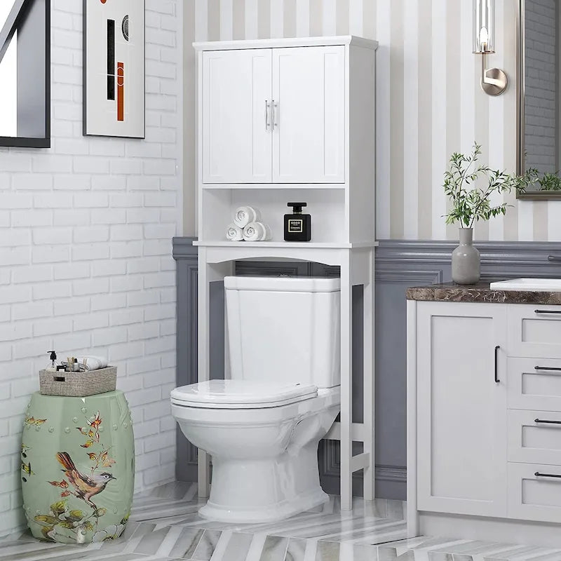 Over The Toilet Storage Cabinet, Bathroom Shelf Over Toilet, Bathroom Organizer Space Saver, White