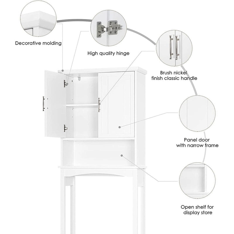 Over The Toilet Storage Cabinet, Bathroom Shelf Over Toilet, Bathroom Organizer Space Saver, White