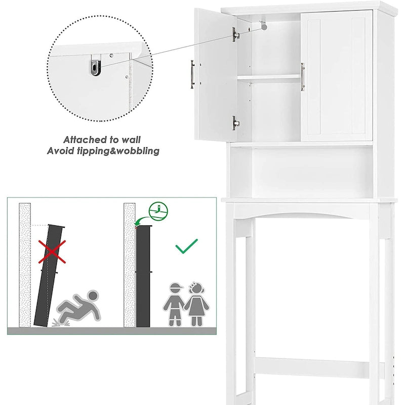 Over The Toilet Storage Cabinet, Bathroom Shelf Over Toilet, Bathroom Organizer Space Saver, White