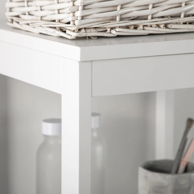 Narrow Bathroom Cabinet with 3 Drawers and 2 Tier Shelf, Tall Cupboard Freestanding Linen Tower, Slim Corner Organizer