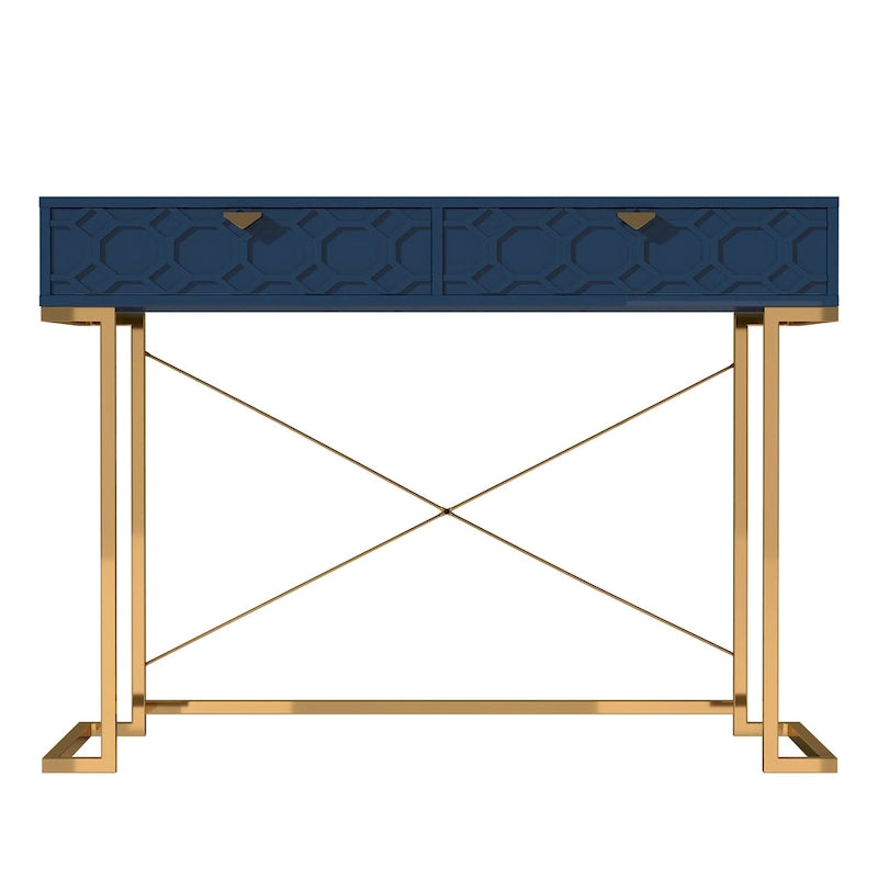 Glossy Home Office Writing Desk with Storage Drawers