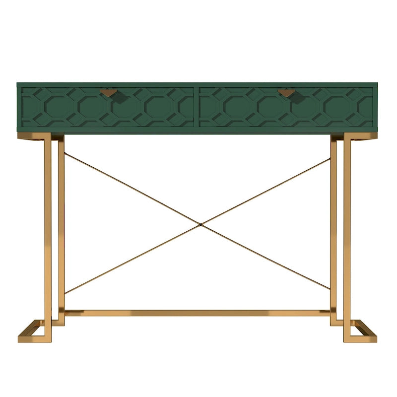 Glossy Home Office Writing Desk with Storage Drawers