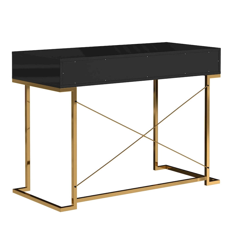 Glossy Home Office Writing Desk with Storage Drawers