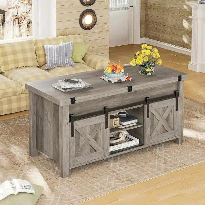 Lift Top Coffee Table 2 Sliding Barn Doors Storage Dining Table
