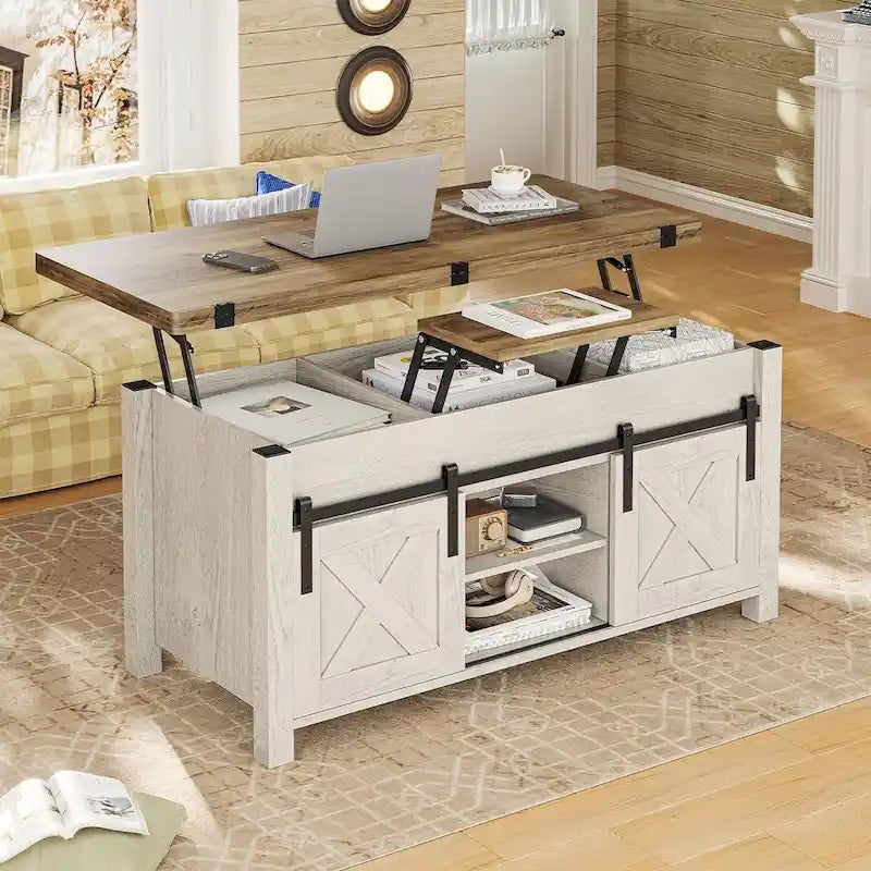 Lift Top Coffee Table 2 Sliding Barn Doors Storage Dining Table