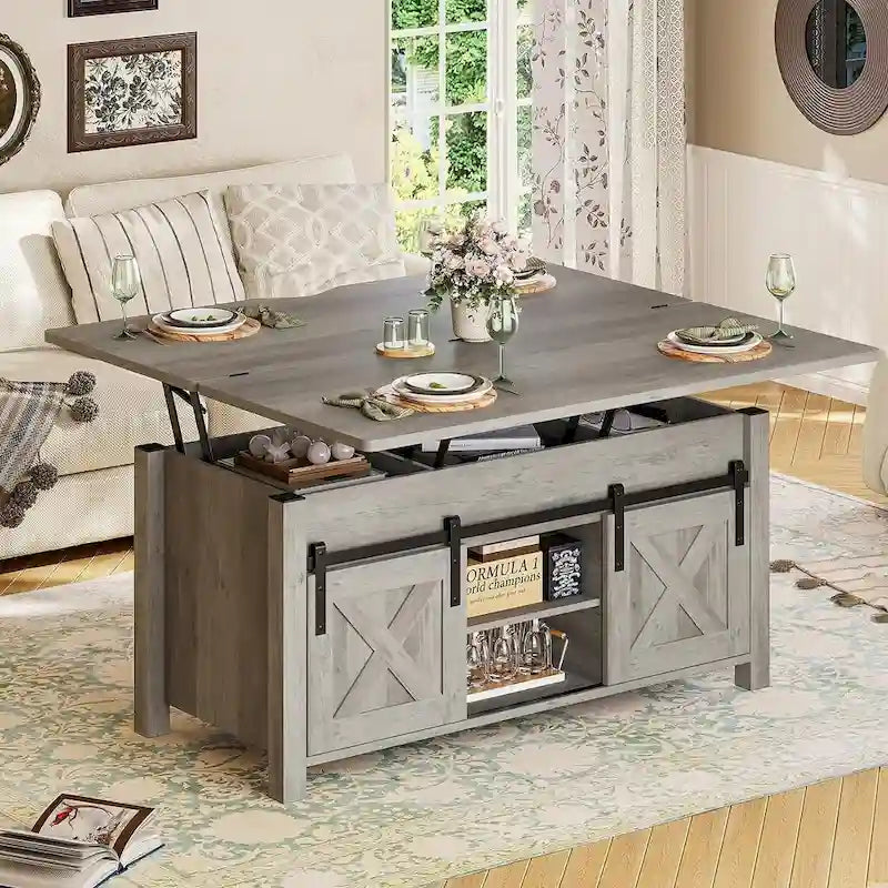 Lift Top Coffee Table 2 Sliding Barn Doors Storage Dining Table
