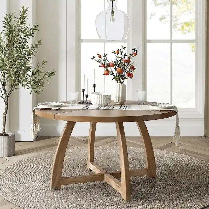 Mid-century Modern 54 Solid Wood Round Dining Table
