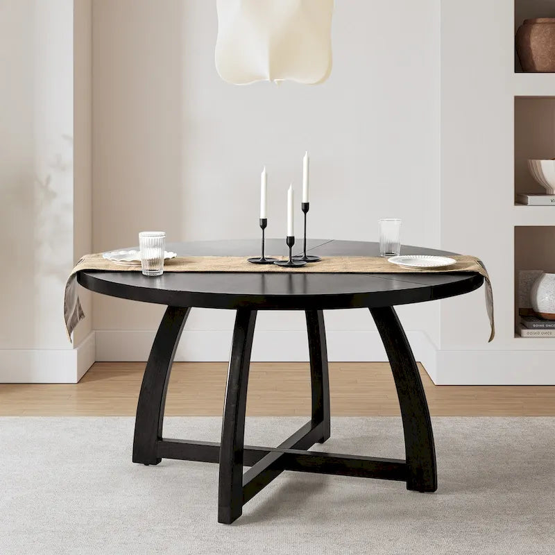 Mid-century Modern 54 Solid Wood Round Dining Table