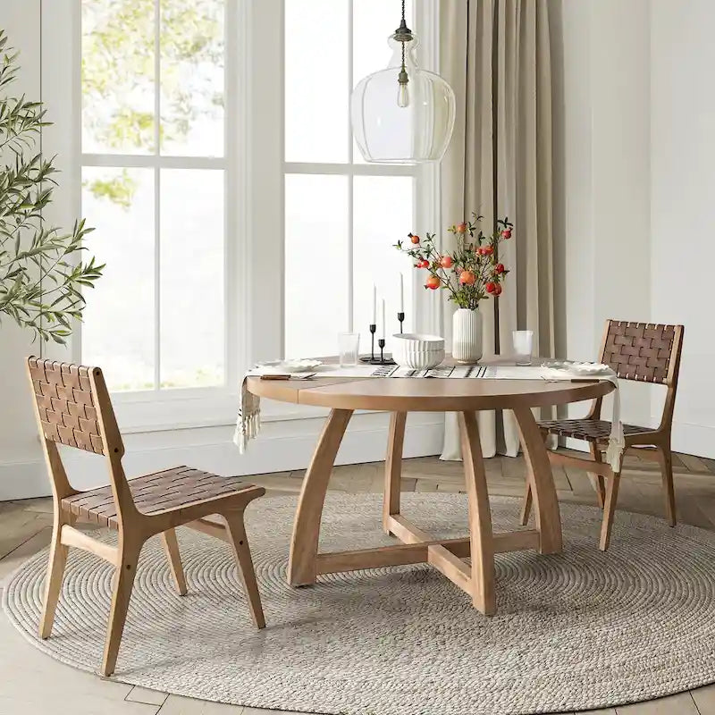 Mid-century Modern 54 Solid Wood Round Dining Table