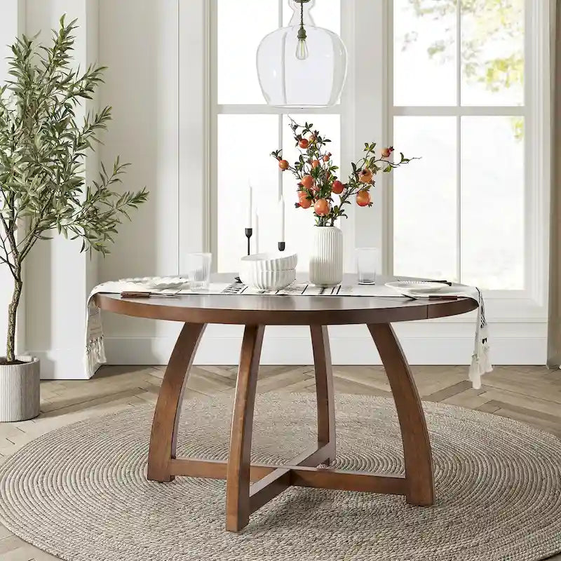 Mid-century Modern 54 Solid Wood Round Dining Table